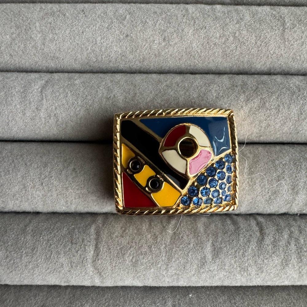 Swarovski Crystal & Enamel 1991 Paris By The Sea Brooch